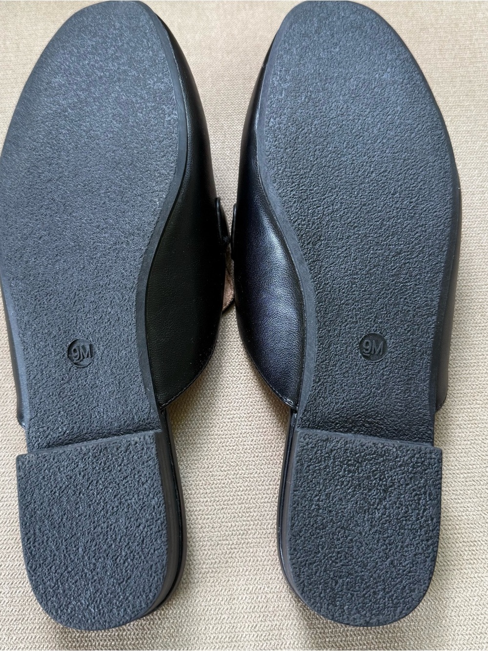 Black Leather Backless Loafers with Gold Horsebit Detail - Picture 12 of 15